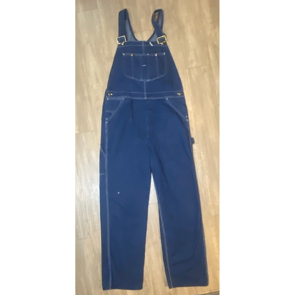 Vintage Sears Perma-Prest Blue Denim Overalls Mens 36x34 Carpenter Workwear